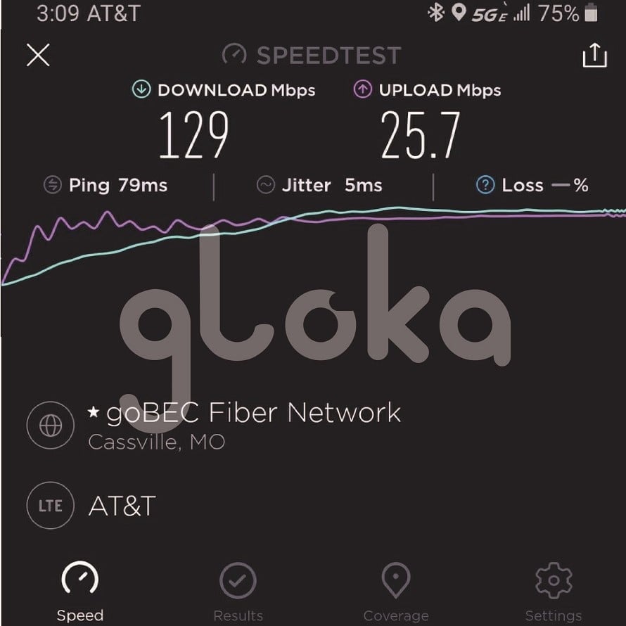 Tốc độ sim 5G Mỹ AT&T speedtest