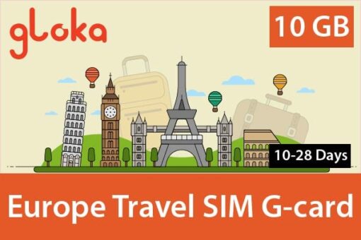 europe travel sim card 10GB 10 days to 28 days gloka