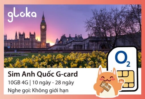 Sim 4G Anh Quốc G-card Gloka