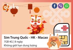 Sim Trung Quốc Hongkong Macao 8 ngày China Unicom Gloka