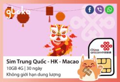 Sim điện thoại Trung Quốc Hongkong Macao 30 ngày China Unicom Gloka
