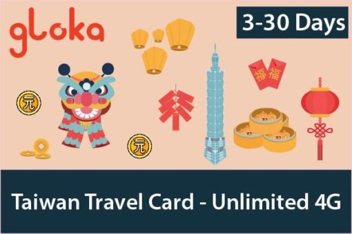 taiwan travel sim card 4g unlimited fareastone 3-30 days Gloka