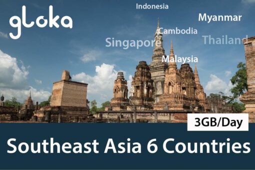 southeast asia 6 countries travel sim card gloka