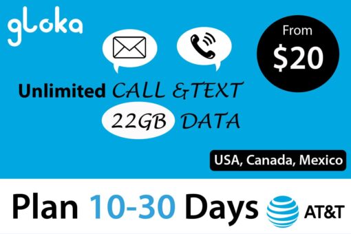 AT&T North America 22GB 10-30 Days Gloka