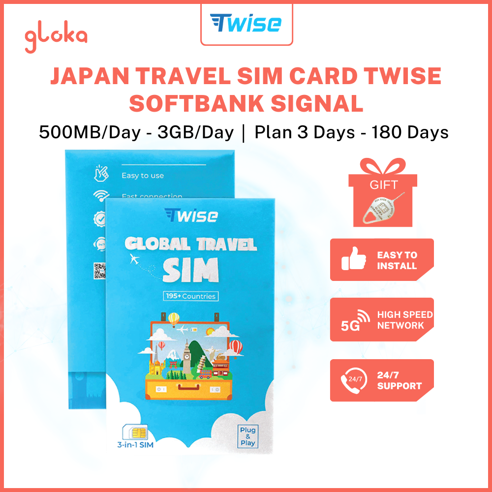 Japan Travel SIM Card Twise Softbank Signal, 3 Days - 180 days
