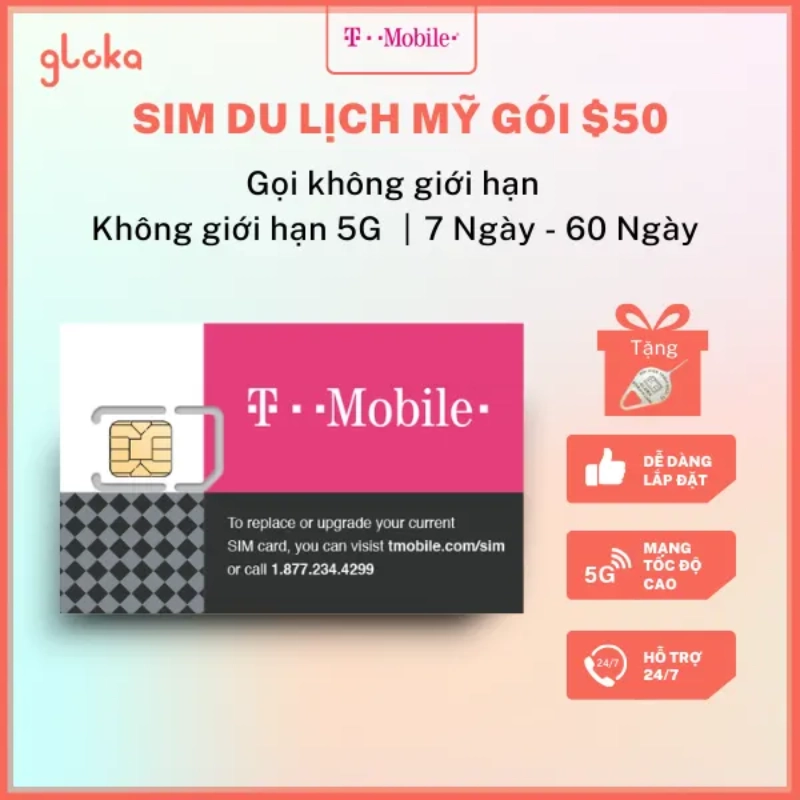 Sim du lịch Mỹ ở Hà Nội | Mua sim giá tốt, giao nhanh | Gloka 2 T-Mobile là một trong những nhà mạng lớn nhất tại Mỹ