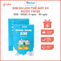 Sim du lịch Thế giới 53 nước Twise gói 7 ngày - 30 ngày
