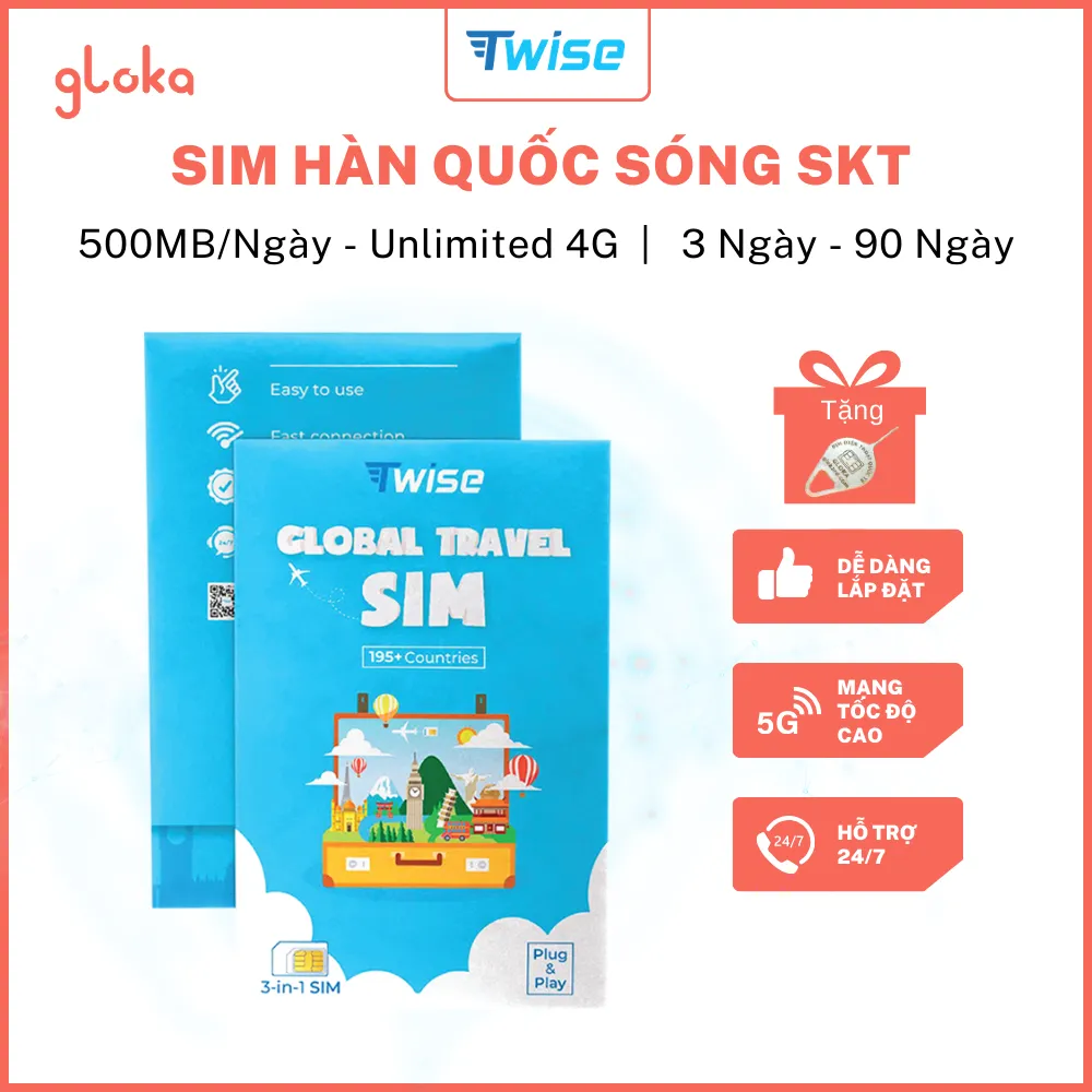 So Sánh Giá SIM Hàn Quốc 5G/4G: Chọn SIM Nào Tối Ưu Chi Phí? 1 SIM Twise Sóng SK Telecom